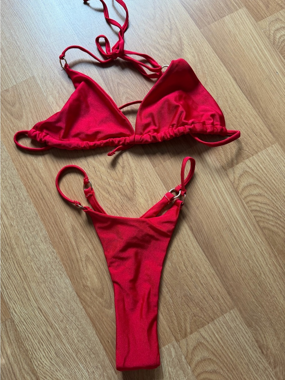 SHEIN Red Triangle Bikini Set